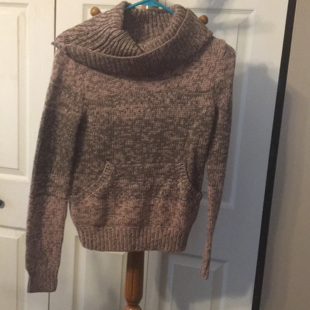 Pink and grey turtleneck sweater